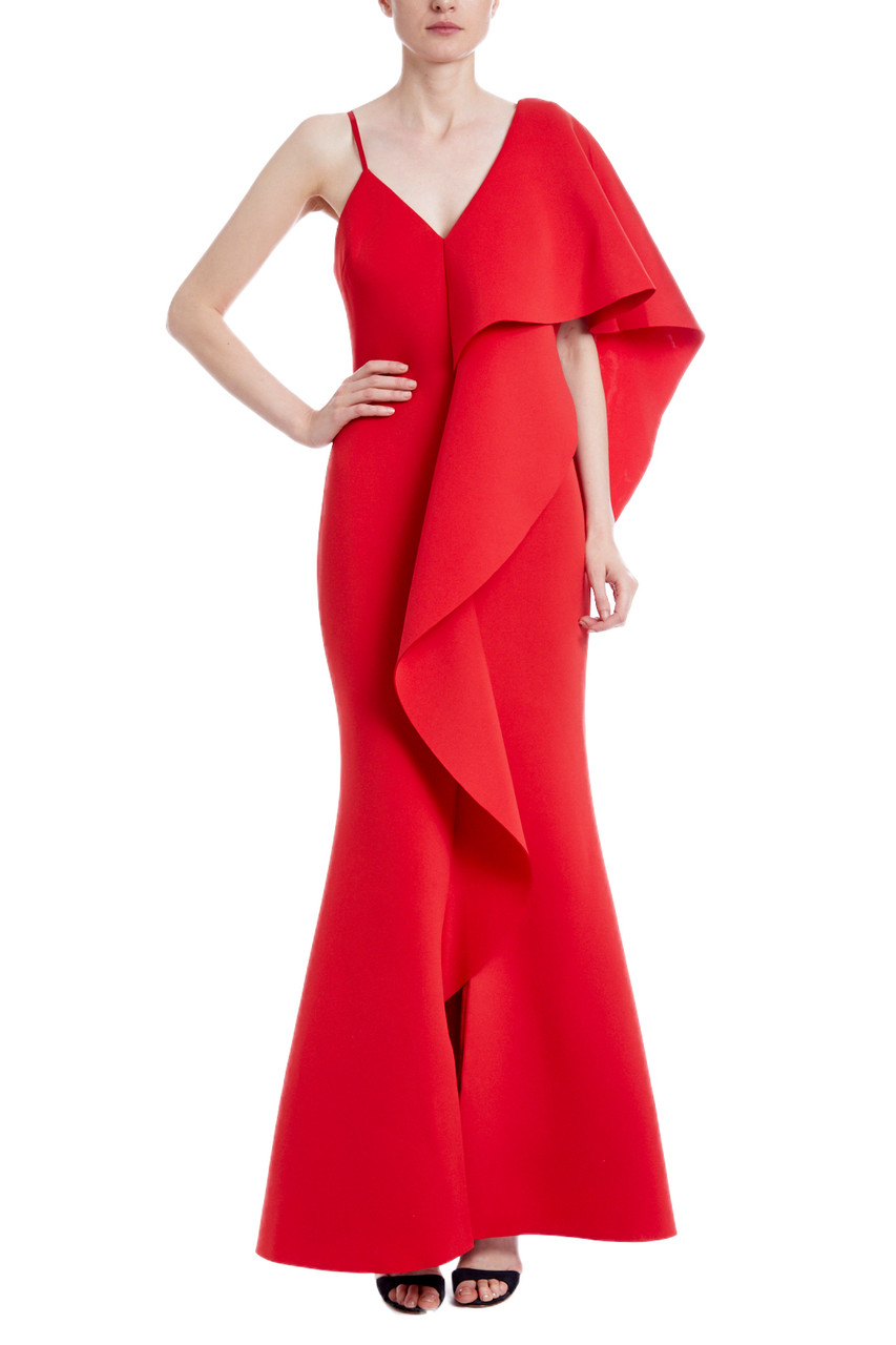 Asymmetrical Ruffle Gown by Badgley Mischka